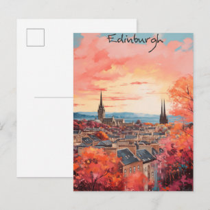 Postal Edimburgo Escocia Viajes Ciudad Pintura Estética