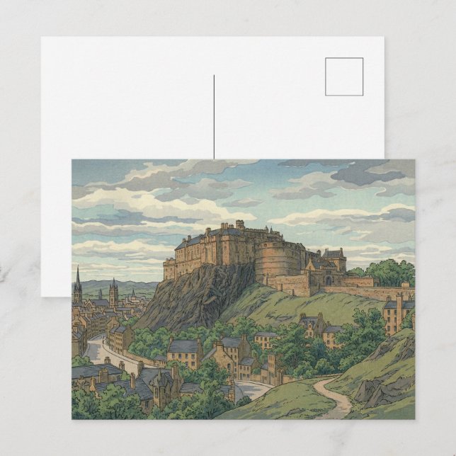 Postal Edinburgh Castle Japanese Woodblock Print (Anverso / Reverso)