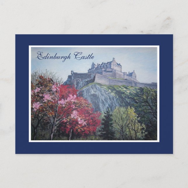 Postal Edinburgh Castle Scotland pintura de Pola.B.Alex  (Anverso)