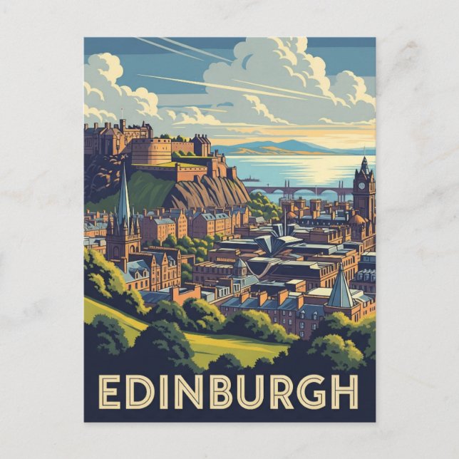 Postal Edinburgh Castle Scotland Vintage Travel (Anverso)