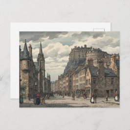 Postal Edinburgh Old Town Japanese Woodblock Print