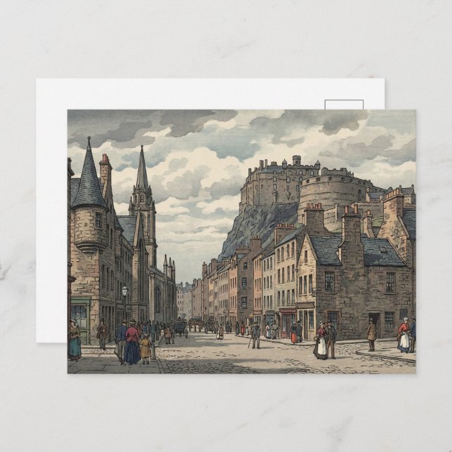 Postal Edinburgh Old Town Japanese Woodblock Print (Anverso / Reverso)