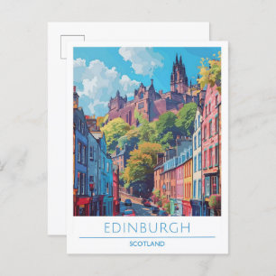 Postal Edinburgh Scotland Art Vintage Travel