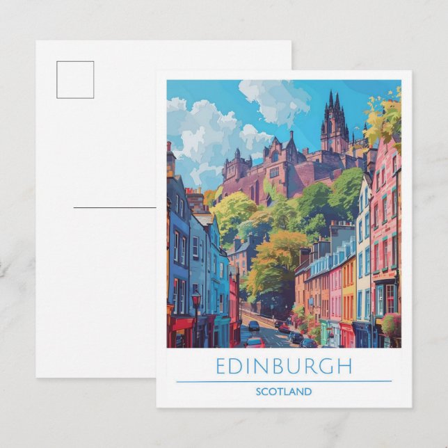 Postal Edinburgh Scotland Art Vintage Travel (Anverso / Reverso)