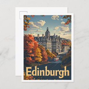 Postal Edinburgh Scotland Classic Retro Vintage Travel