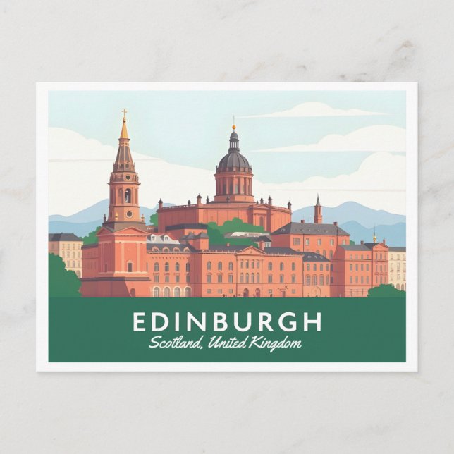 Postal Edinburgh Scotland Reino Unido Pastel Travel (Anverso)
