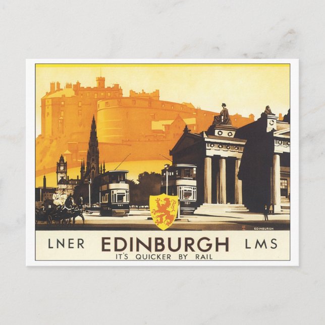Postal Edinburgh Vintage Travel Poster (Anverso)