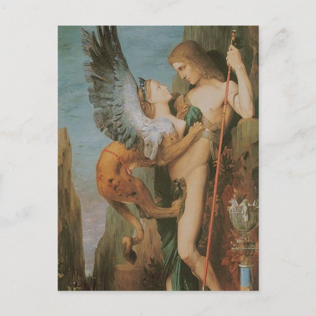 Postal Edipo y la Esfinge (Anverso)