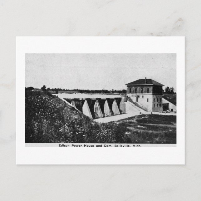 Postal Edison Power House y Dam Belleville, Michigan (Anverso)