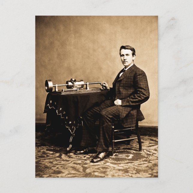 Postal Edison y su fonógrafo 1887 (Anverso)