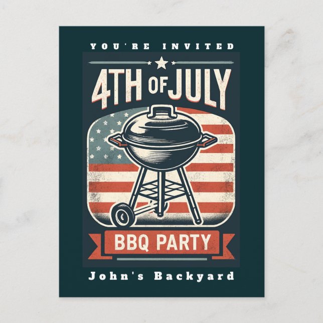 Postal Editable 4 de Julio Día de la Independencia BBQ Fi (Anverso)