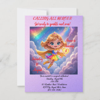Postal Editable Birthday Invitation – Superheroine Theme