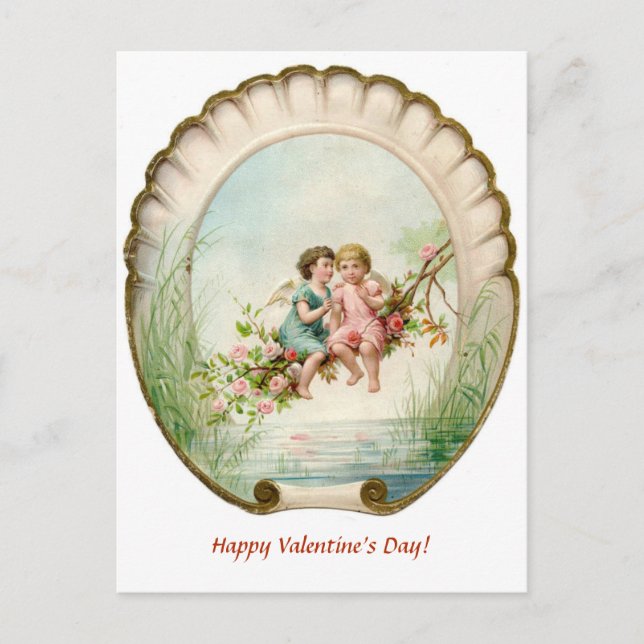 Postal Editable Cherubs en una sucursal de Rosas Valentin (Anverso)