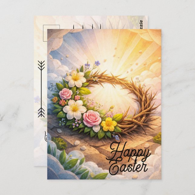 Postal Editable Crown of Thorns Easter Postcard (Anverso / Reverso)