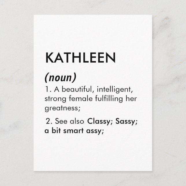 Postal Editable Kathleen name definition, custom name (Anverso)