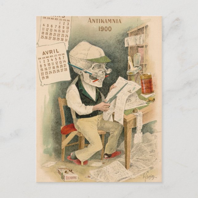 Postal Editor esquelético (Anverso)