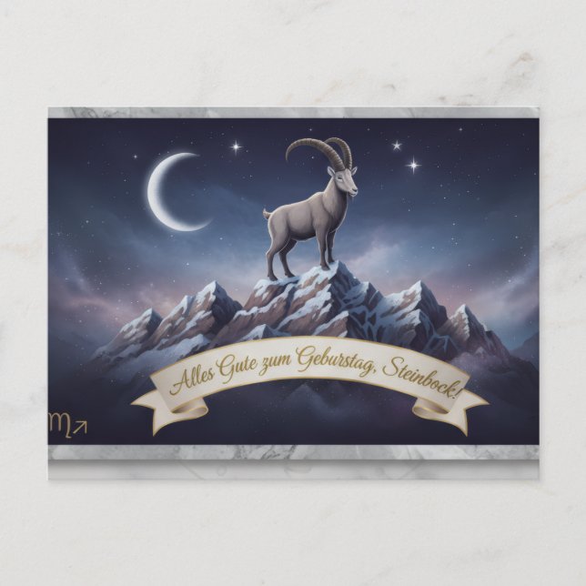 Postal Edle Sternzeichen-Postkarte Steinbock – Alles Gute (Anverso)