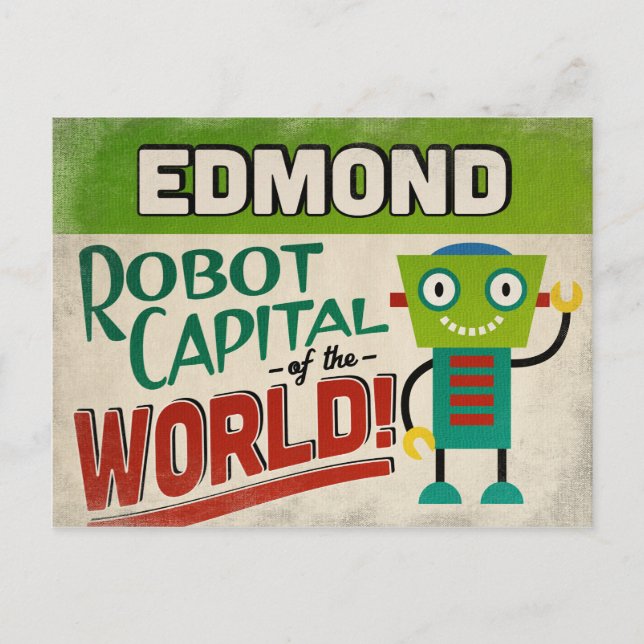 Postal Edmond Oklahoma Robot - Gracioso Vintage (Anverso)