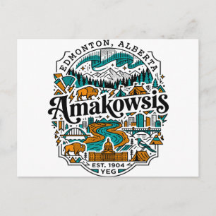 Postal Edmonton Alberta Paisaje del Valle del Río Bison I