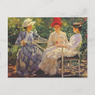 Postal Edmund Charles Tarbell- En un jardín