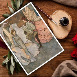 Postal Edmund Dulac Vintage Fairy Greeting