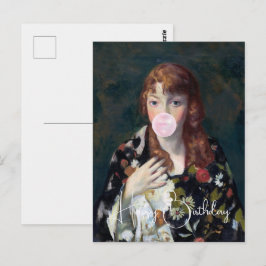 Postal Edna soplando un globo de chicle Feliz Cumpleaños