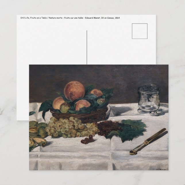 Postal Edouard Manet - Bodegón, Frutas en una Mesa (Anverso / Reverso)