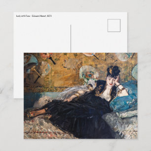 Postal Edouard Manet - Dama con Abanicos