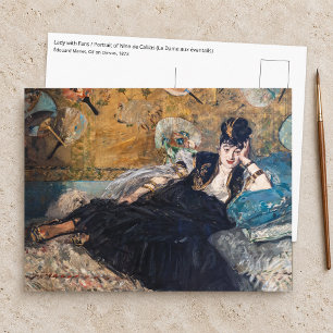 Postal Edouard Manet - Dama con Abanicos