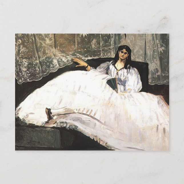 Postal Edouard Manet - Dama con un ventilador (Anverso)