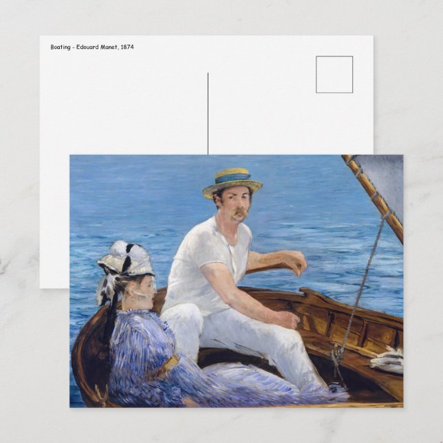 Postal Edouard Manet - En barca (Anverso / Reverso)