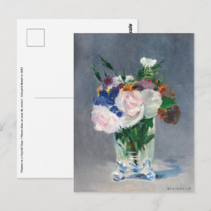 Postal Edouard Manet - Flores en un jarrón de cristal
