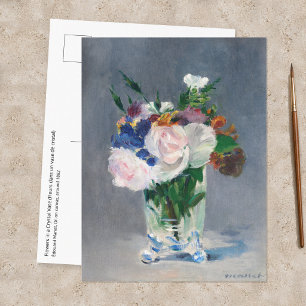 Postal Edouard Manet - Flores en un jarrón de cristal