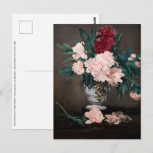 Postal Edouard Manet - Jarrón de Peonías en un pequeño pe