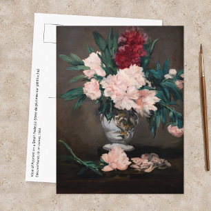 Postal Edouard Manet - Jarrón de Peonías en un pequeño pe