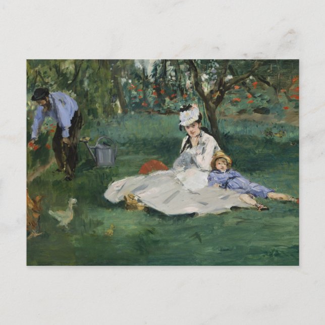 Postal Edouard Manet - La familia Monet en su jardín (Anverso)