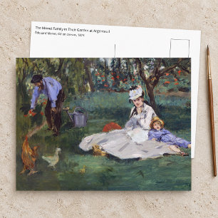 Postal Edouard Manet - La familia Monet en su jardín