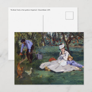 Postal Edouard Manet - La familia Monet en su jardín