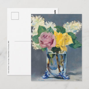 Postal Edouard Manet - Lilas y Rosas