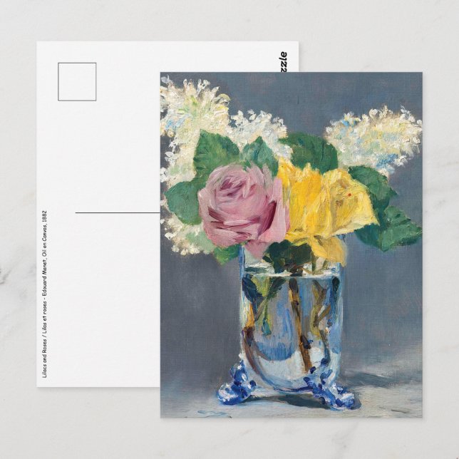 Postal Edouard Manet - Lilas y Rosas (Anverso / Reverso)