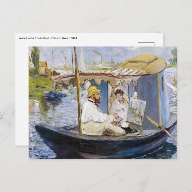 Postal Edouard Manet - Monet en su barco estudio (Anverso / Reverso)