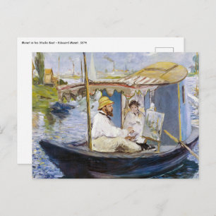 Postal Edouard Manet - Monet en su Studio Boat