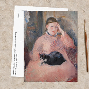 Postal Edouard Manet - Mujer con un Gato