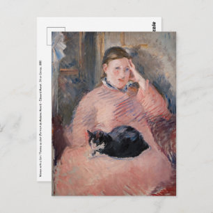 Postal Edouard Manet - Mujer con un gato