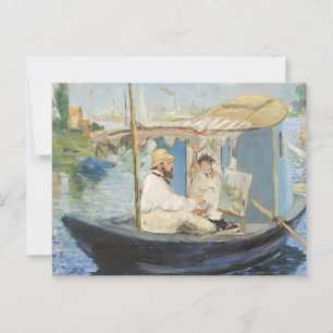 Postal Edouard Manet - Pintura de Monet en su barco de es