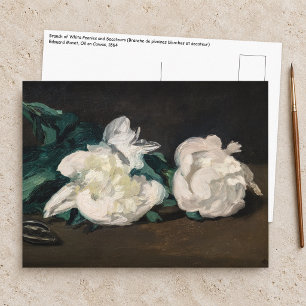 Postal Edouard Manet - Rama de peonías blancas, Tijeras d