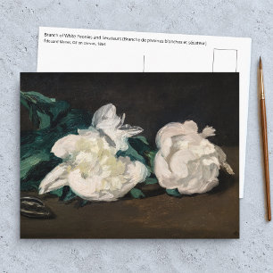Postal Edouard Manet - Rama de peonías blancas, Tijeras d
