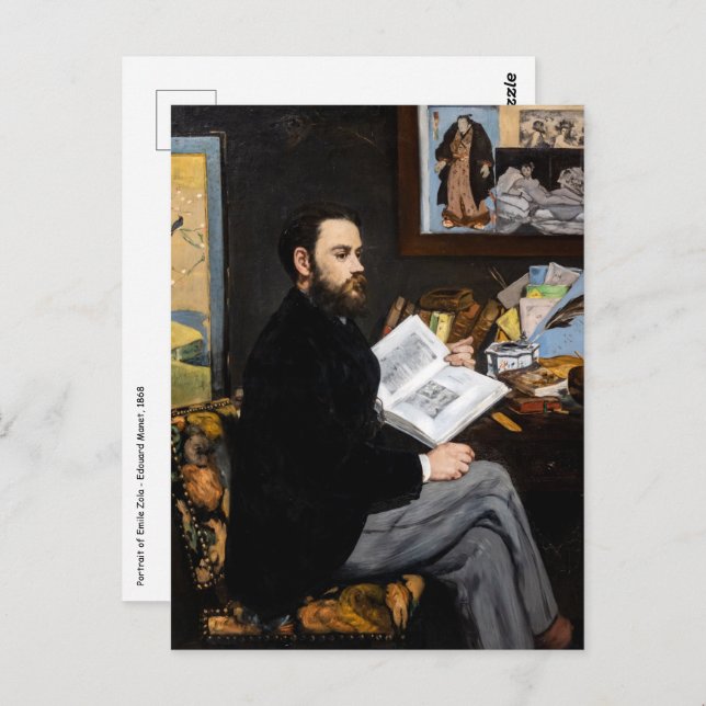 Postal Edouard Manet - Retrato de Emile Zola (Anverso / Reverso)