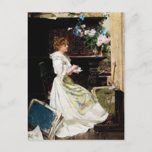 Postal Edouard Mentha - Rompimiento del pintor en estudio