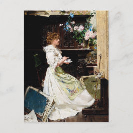 Postal Edouard Mentha - Rompimiento del pintor en estudio